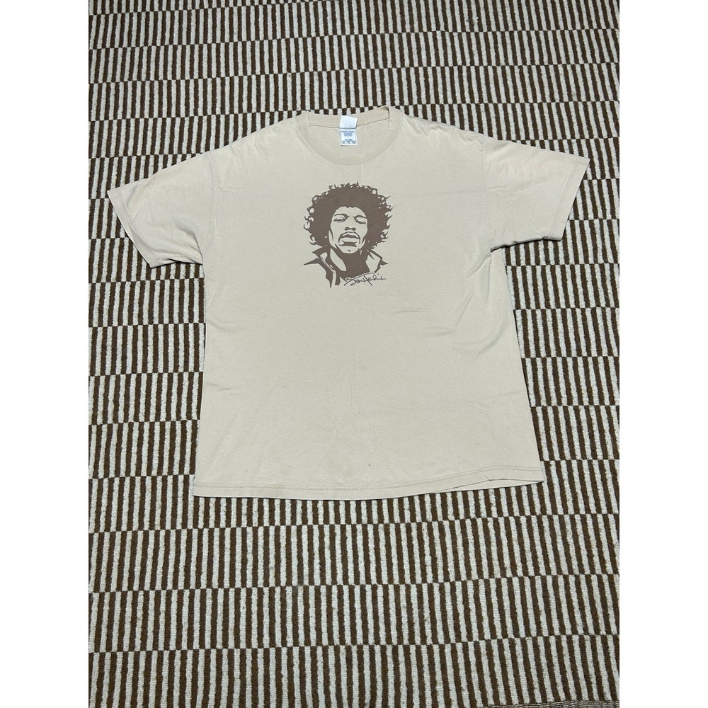 Vintage 2004 Jimi Hendrix Graphic Men's XL Beige T-Shirt Rock Blues Music